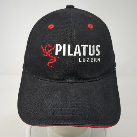 Pilatus Luzern Slideback Baseball Cap Black One Size Adjustable Embroidered - Picture 2 of 10